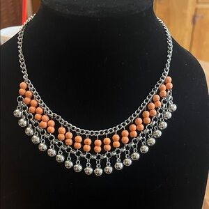 Paparazzi Silver and Orange Statement Necklace